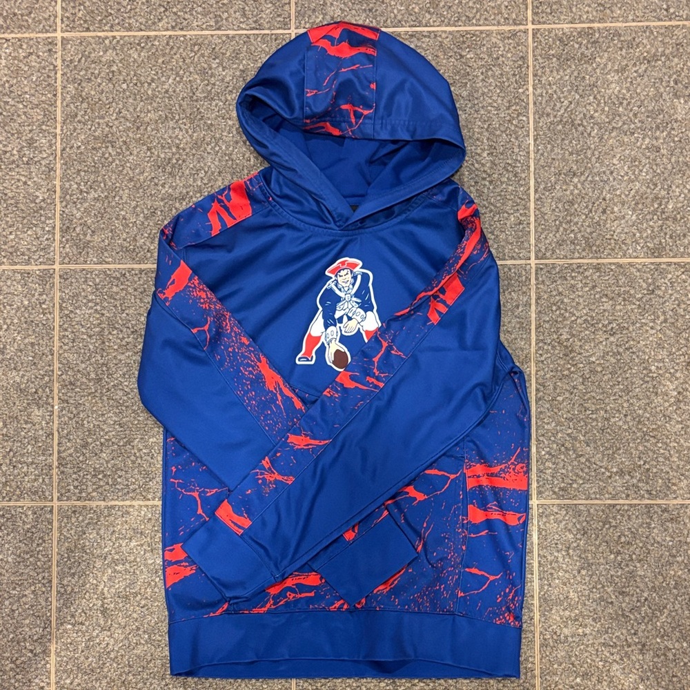 NFL Blue and Red Kids Pullover Hoodie with Patriot Logo